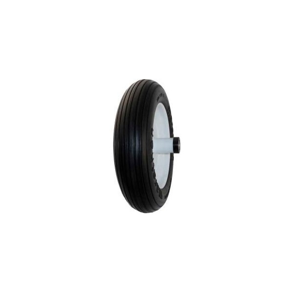 Marathon Industries Marathon 00003 3.50/2.50-8 Flat Free Wheelbarrow Tire - Ribbed Tread - 6" Centered - 5/8" Bearings 00003 - main
